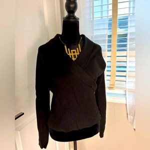 LOFT - Black wrap sweater, Medium